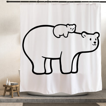 Feblilac Polar Bear Mother and Child Shower Curtain with Hooks