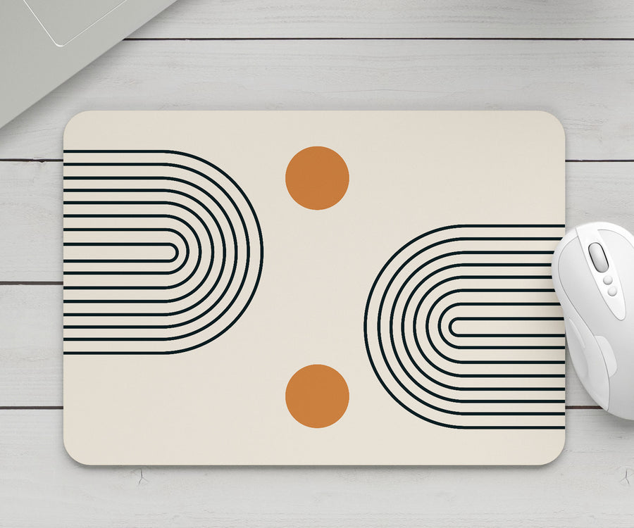 Feblilac Beige Background Semicircle Lines Mouse Pad