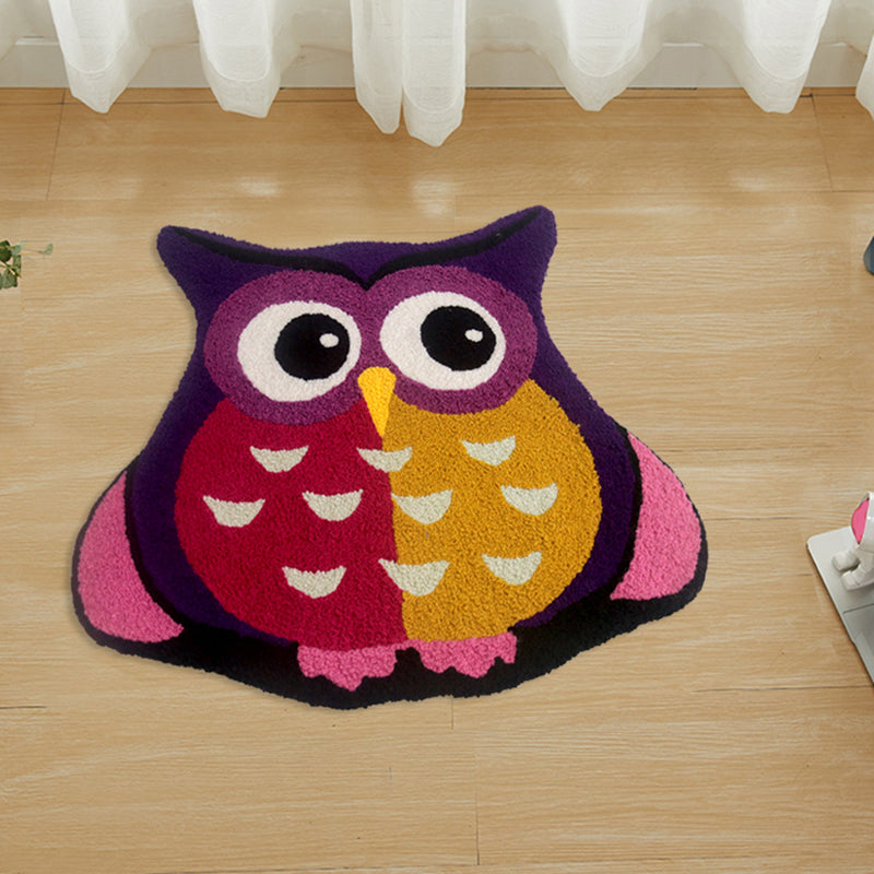 Feblilac Animal Owl Tufted Bath Mat