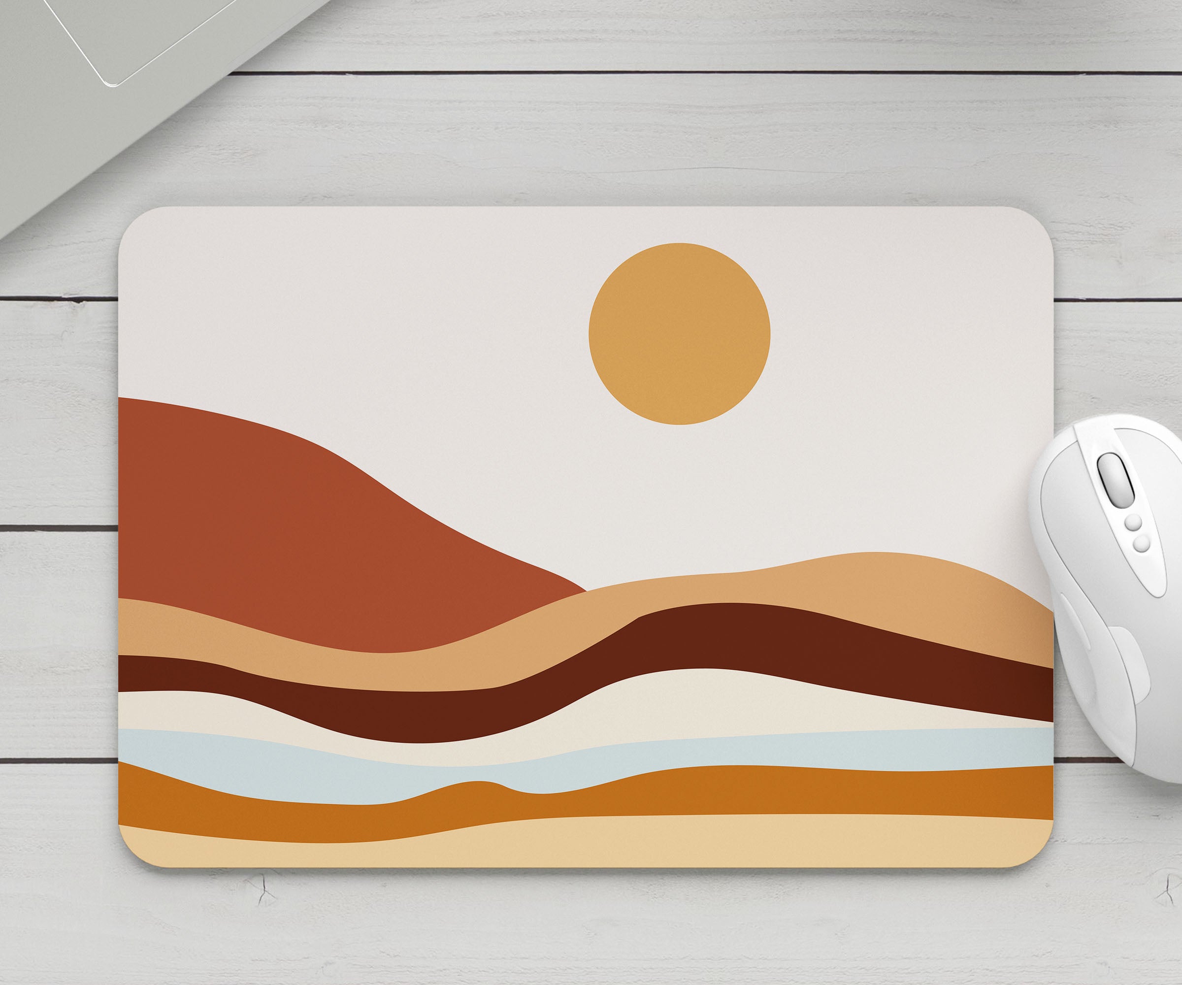 Feblilac Orange Mountains and Rivers Sunrise Mouse Pad