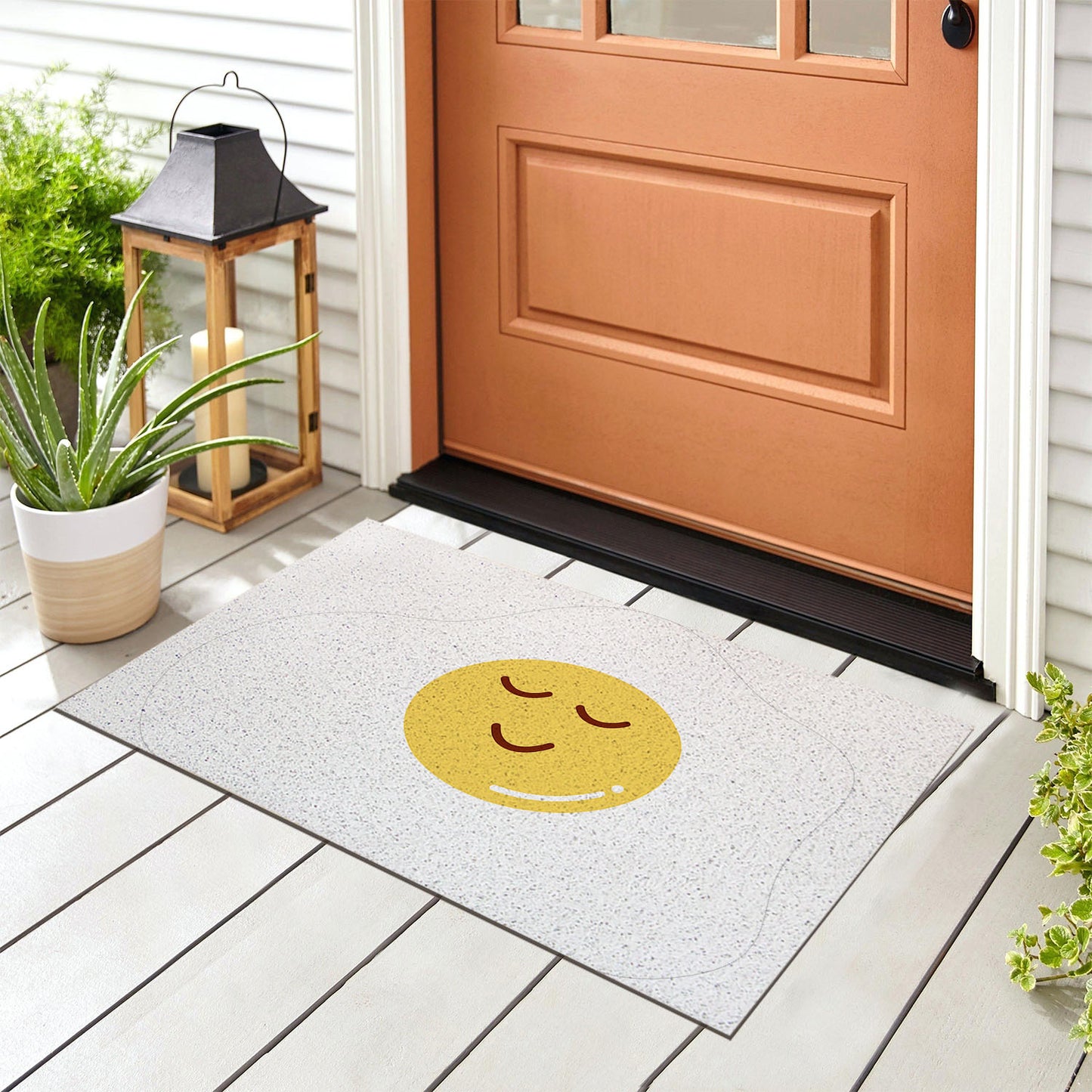 Feblilac Cute Egg Yellow PVC Coil Door Mat