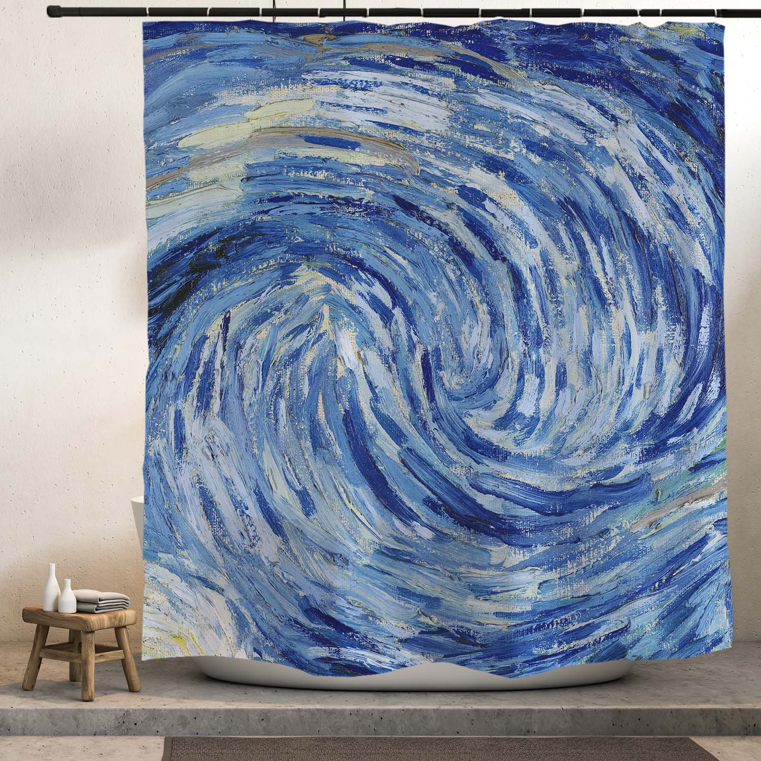 Feblilac Starry Night Shower Curtain with Hooks