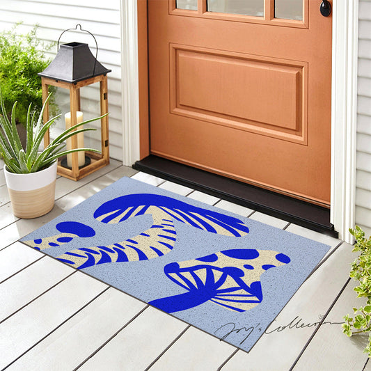 Feblilac Light Blue Mushroom PVC Coil Door Mat