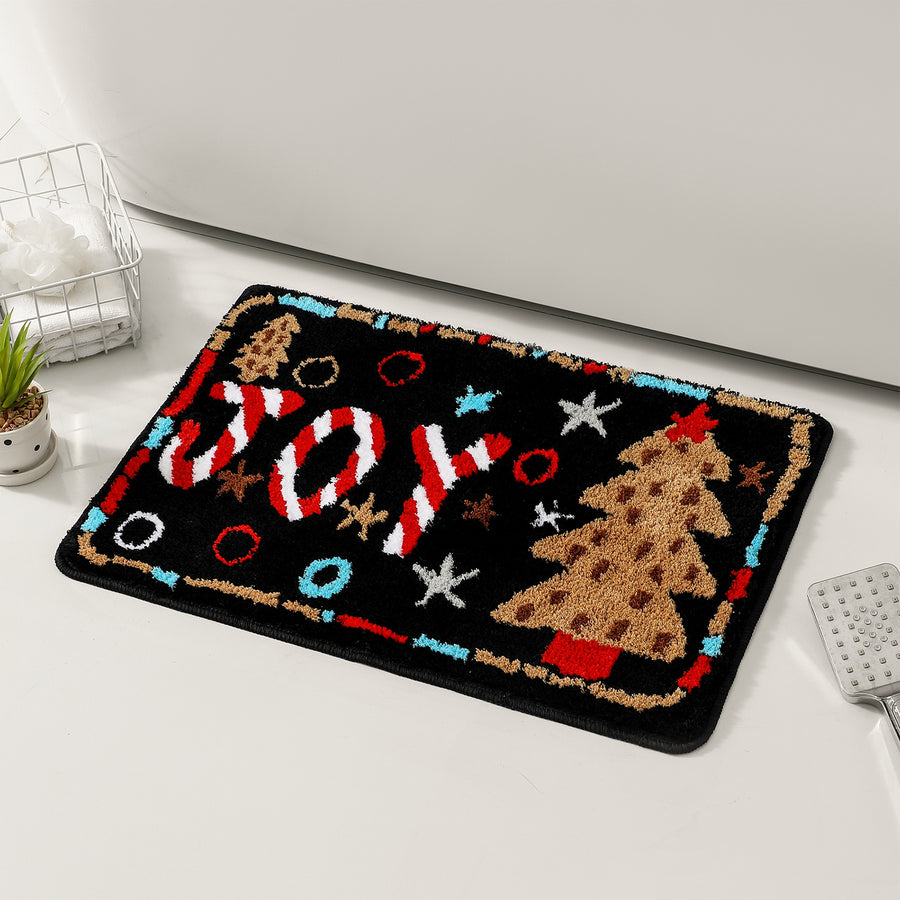 Christmas JOY Bath Mat, Pine Tree Holiday Decor Bathroom Rug, 15"x23" - view 2