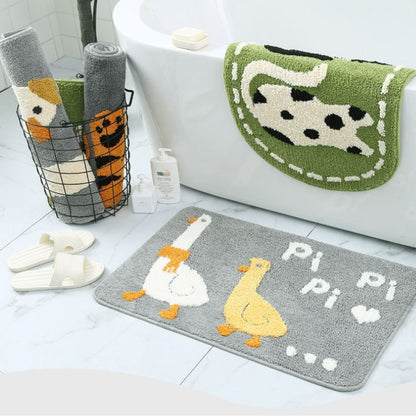 Feblilac Cute Animals Goose Tufted Bath Mat