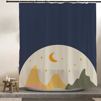 Feblilac  Brown Background Moon Mountains  Shower Curtain with Hooks