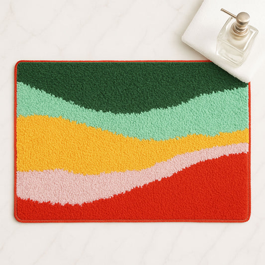 Feblilac Wave Stripe Bath Mat – Colorful Modern Bathroom Rug