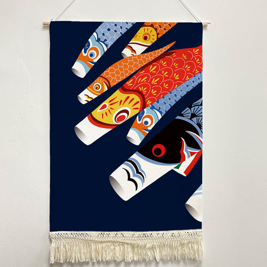 Feblilac Colorful Koi Flags Handmade Macrame Hanging Wall Decor Art