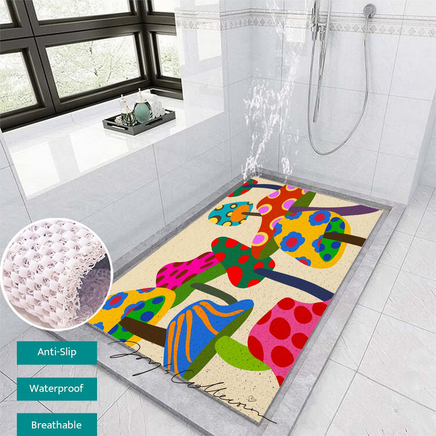 Feblilac Color Mushroom PVC Coil Bathtub Mat and Shower Mat