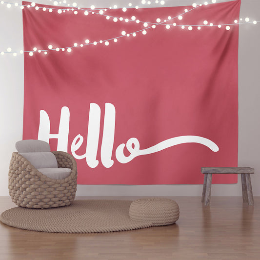 Feblilac Red Background Hello Tapestry
