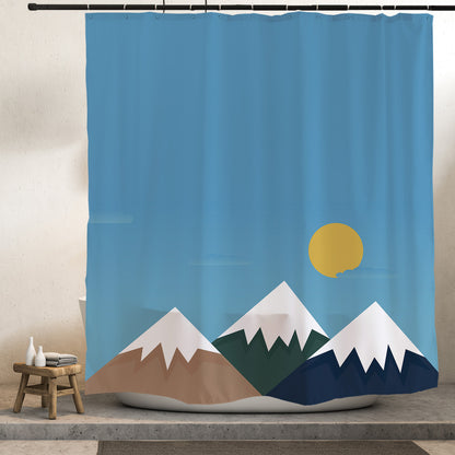 Feblilac Snow Mountain Shower Curtain with Hooks