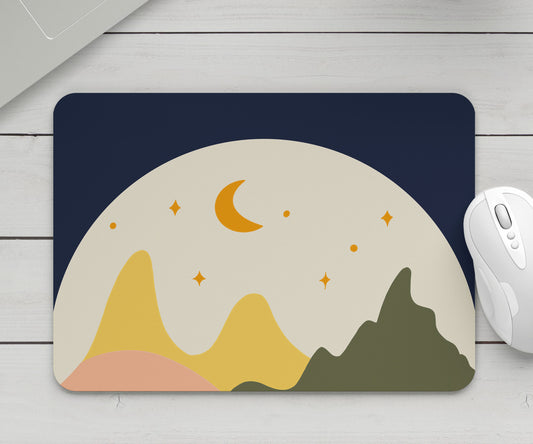 Feblilac Brown Background Moon Mountains Mouse Pad