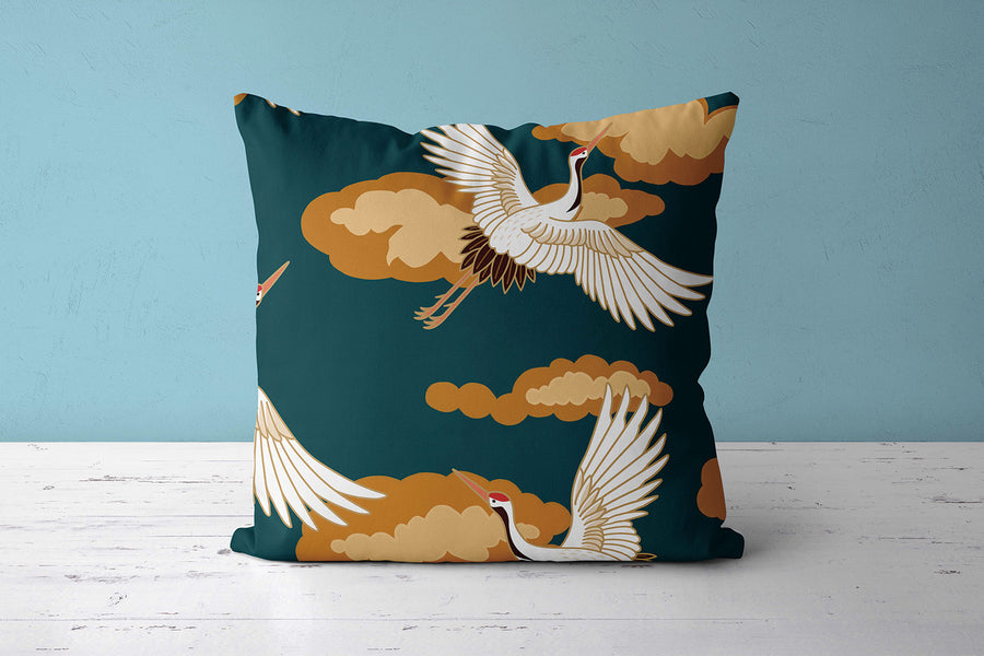 Feblilac Blue Background Crane Cushion Covers Throw Pillow Covers - view 2