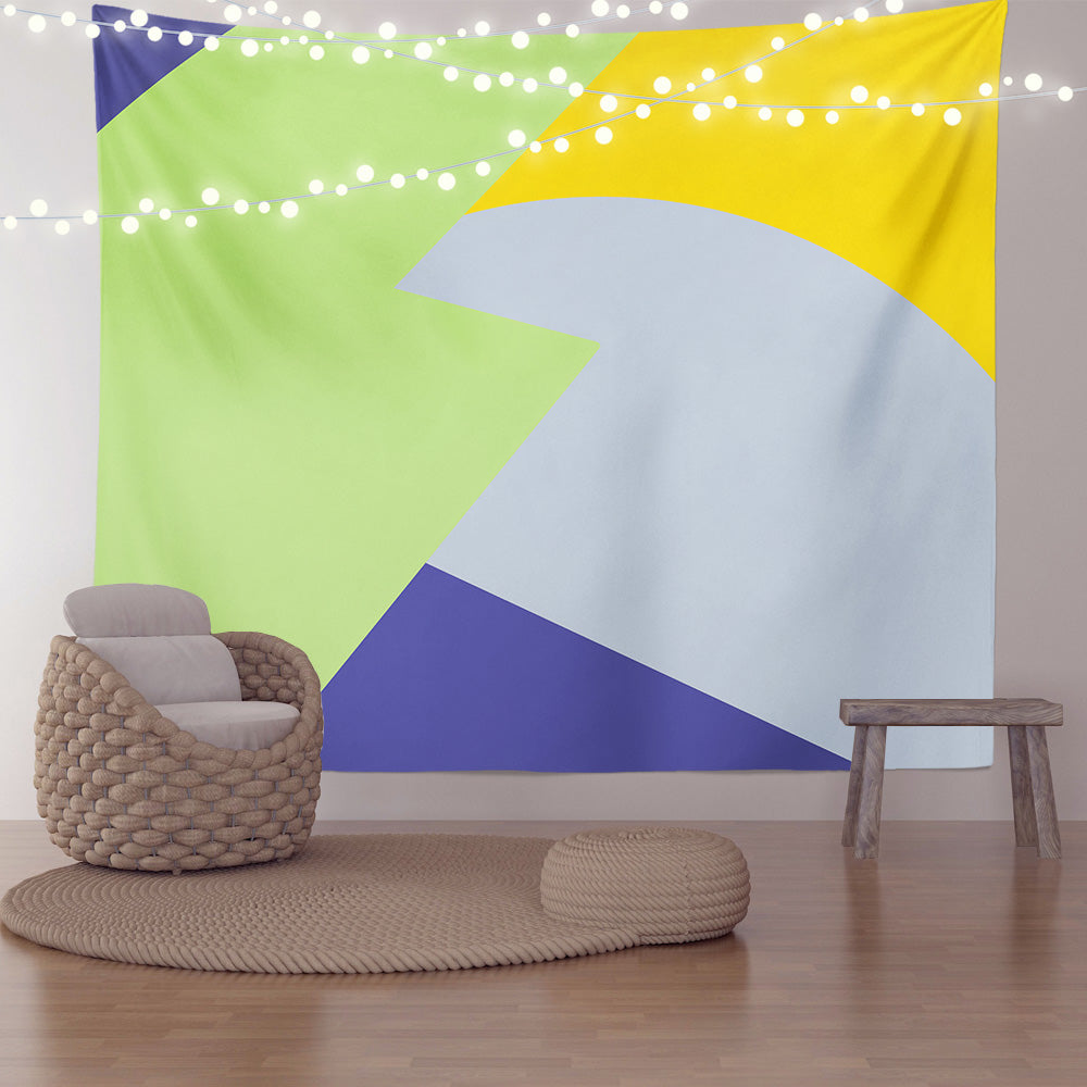 Feblilac Green Blue Yellow Gray Pattern Tapestry