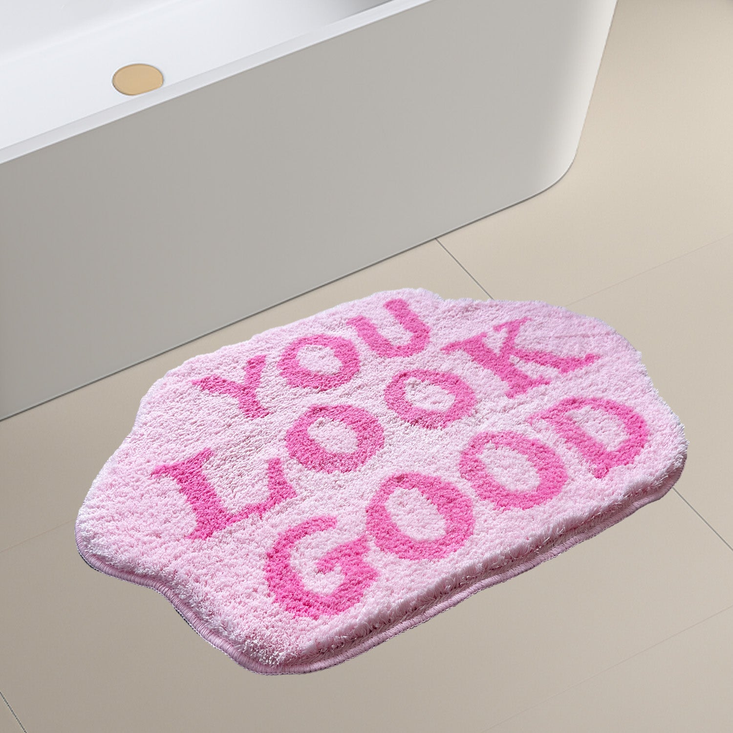 Feblilac Pink You Look Good Tufted Bath Mat
