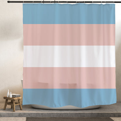 Feblilac Pink Blue White LGBT Flag Shower Curtain with Hooks