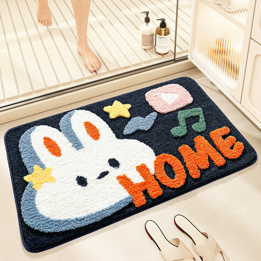 Feblilac Cartoon Animal Tufted Bath Mat