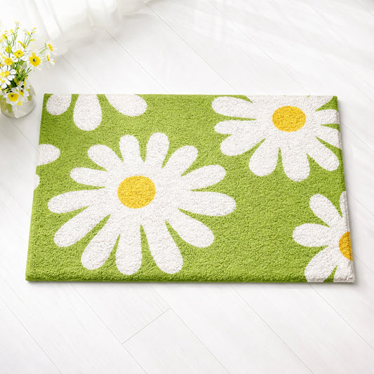 Feblilac Green Daisy Tufted Bath Mat