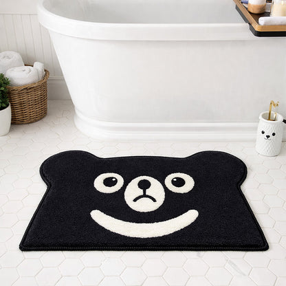 Feblilac Black Bear Tufted Bath Mat | Non-Slip & Washable Cute Rug