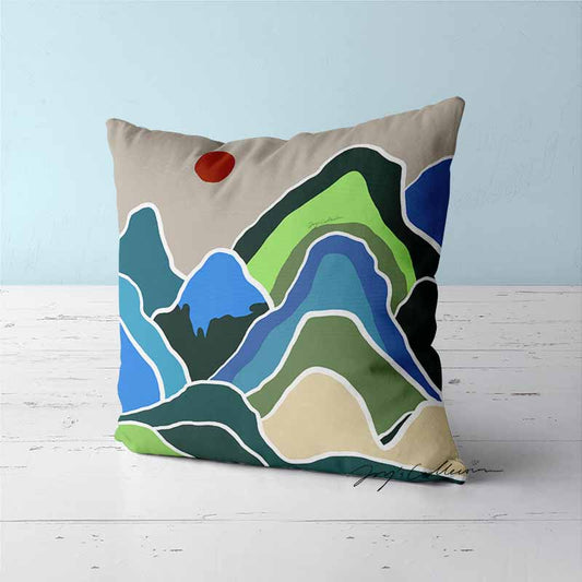 Feblilac Green Mountains and Rivers Cushion Covers Throw Pillow Covers