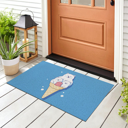 Feblilac White Polar Bear Ice Cream PVC Coil Door Mat