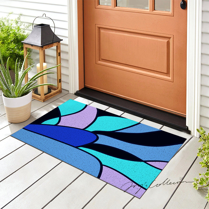 Feblilac Colorful Abstract Sea Geometric PVC Coil Door Mat
