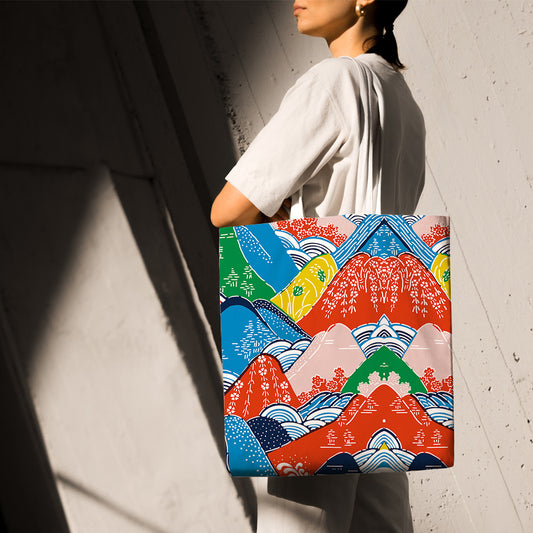 Feblilac Colorful Mountains Canvas Tote Bag