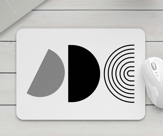 Feblilac Black and White Line Semicircle Mouse Pad