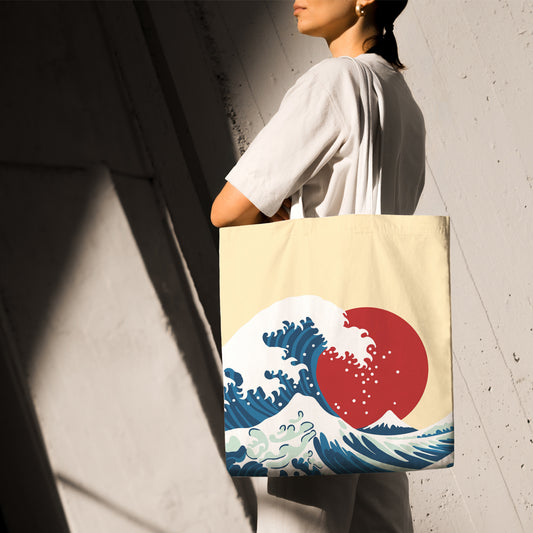 Feblilac Ukiyoe Waves Sunset Canvas Tote Bag @Frank’s design