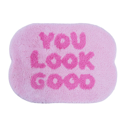 Feblilac You Look Good Pink Hurger Tufted Bath Mat