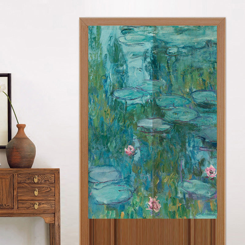 Feblilac Oil Painting Water Lily Door Curtain