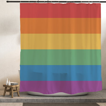 Feblilac Rainbow Colors LGBT Flag Shower Curtain with Hooks