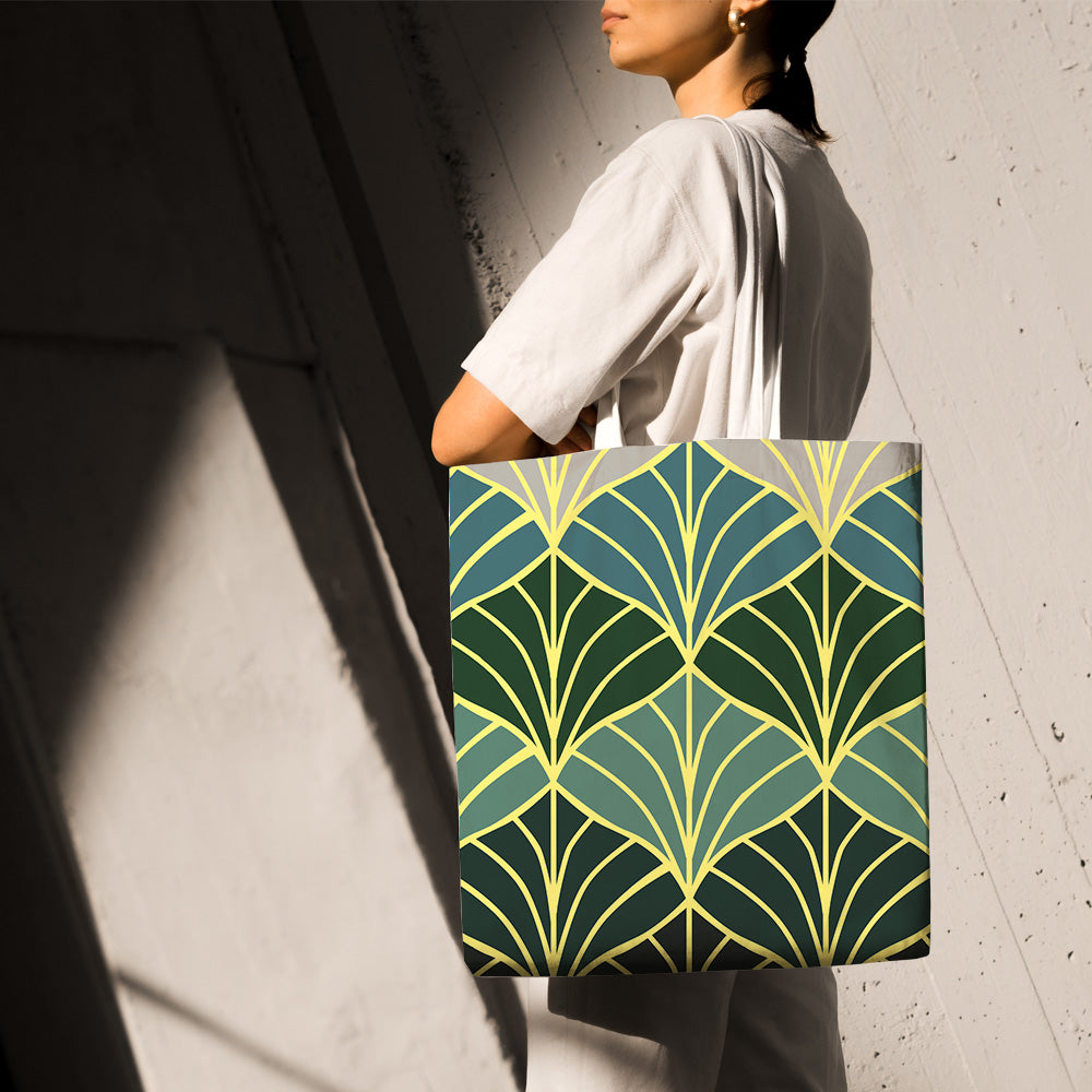 Feblilac Golden Green Ginkgo Leaves Canvas Tote Bag