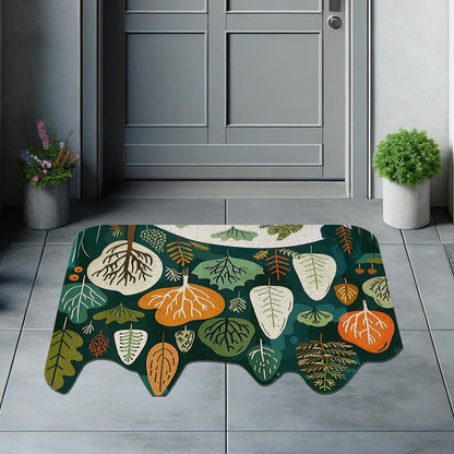 Feblilac Orange-green Forest Trees PVC Coil Door Mat