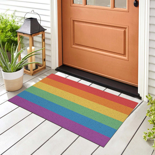 Feblilac Rainbow Colors LGBT Flag PVC Coil Door Mat