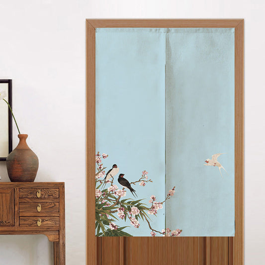 Feblilac Blue Bird Flower Door Curtain