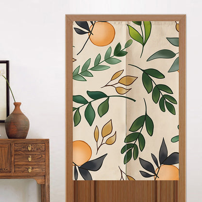 Feblilac Oranges and Leaves Door Curtain