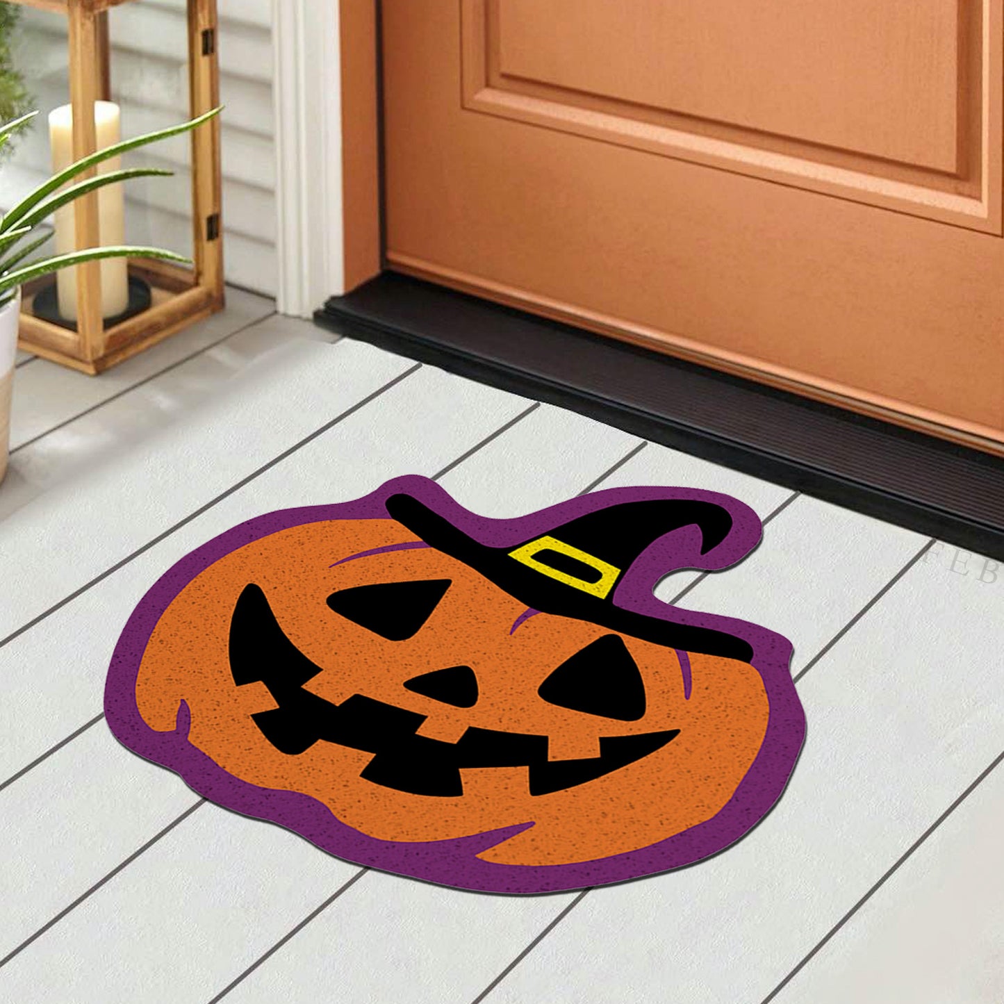 Feblilac Halloween Pumpkin PVC Coil Door Mat