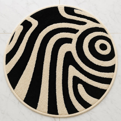 Feblilac Black and White Line Tufted Round Bath Mat – Black & White Stripe Circle Rug