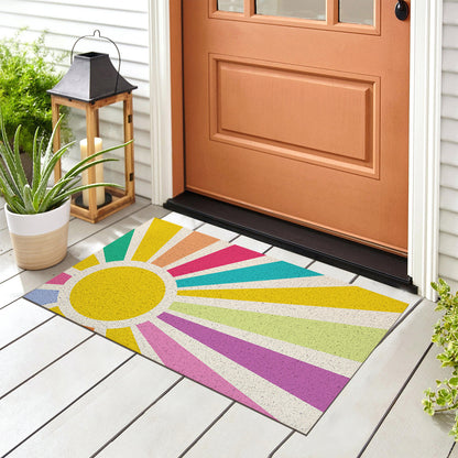 Feblilac Rainbow Sun Rays PVC Coil Door Mat