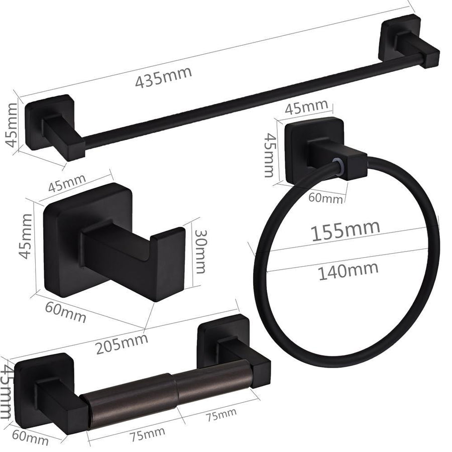 Feblilac Black Bathroom Towel Bar Wall Mount Stand Holder - view 3
