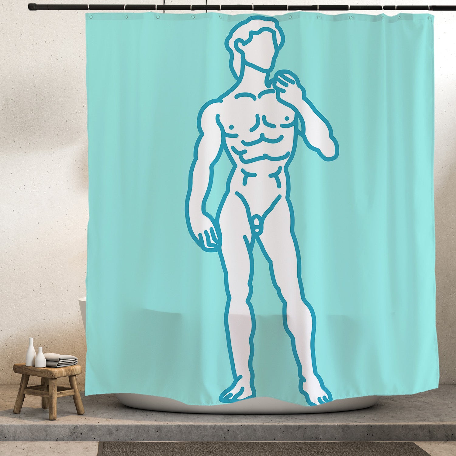 Feblilac David Shower Curtain with Hooks