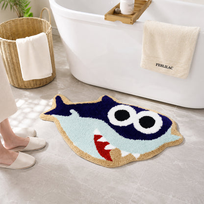 Feblilac Cute Shark Bath Mat for Kids Bathroom