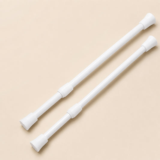 Feblilac White Adjustable Tension Curtain Rod for Noren Doorway Curtains, Set of 2