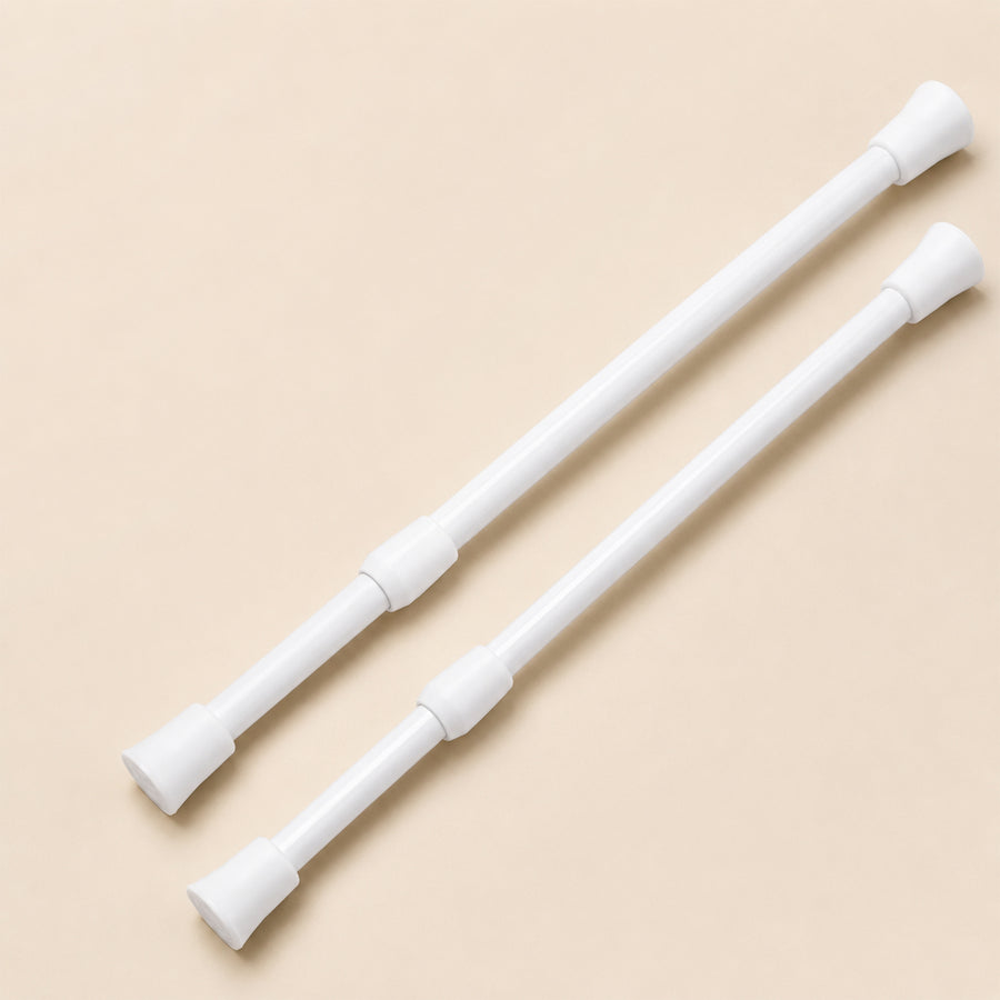 Feblilac White Adjustable Tension Curtain Rod for Noren Doorway Curtains, Set of 2