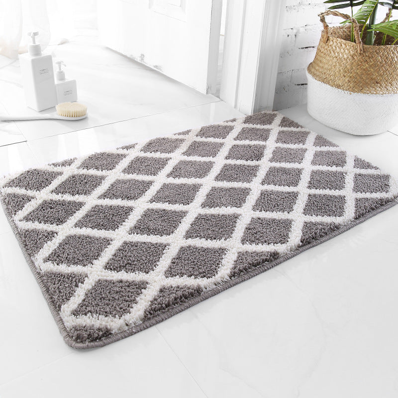 Feblilac Rhombus Grid Geometry Tufted Bath Mat