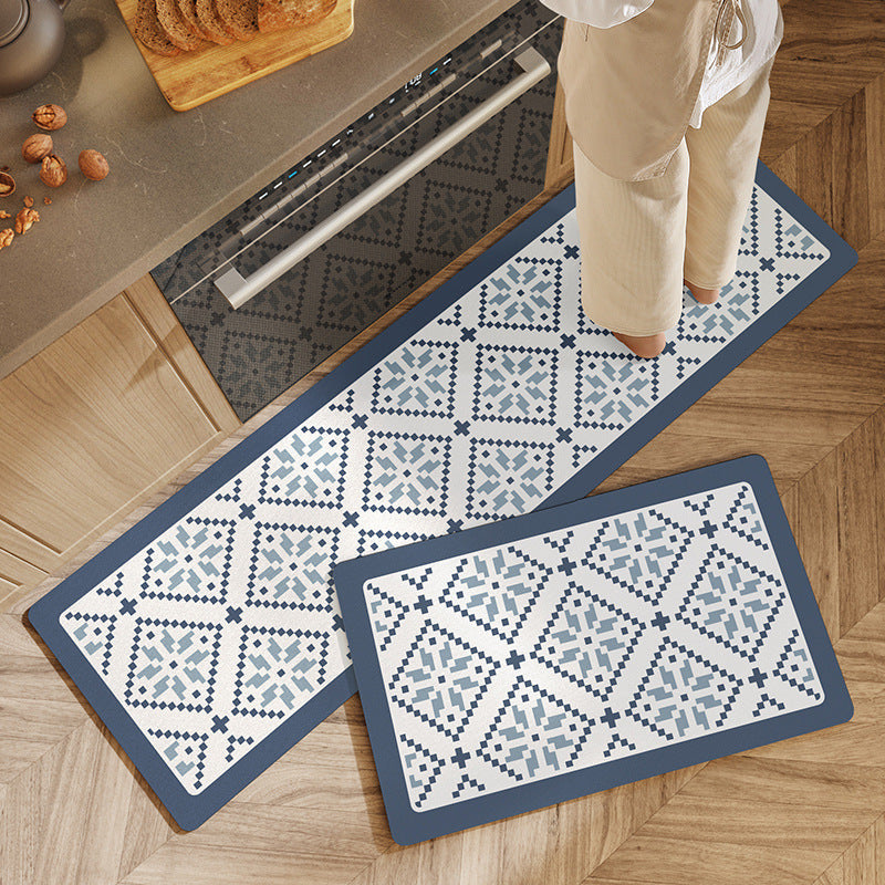 Feblilac Abstract Geometry Ulman PVC Leather Kitchen Mat