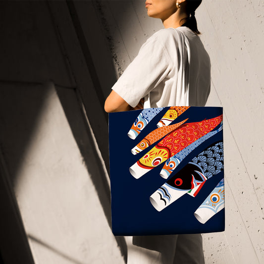 Feblilac Colorful Koi Flags Canvas Tote Bag