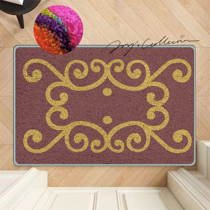 Feblilac Red Background Baroque Pattern Nylon Door Mat