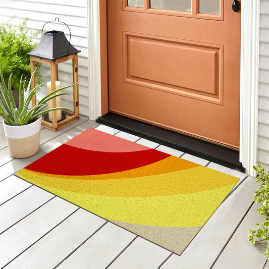 Feblilac Red and Yellow Brilliant Circles PVC Coil Door Mat